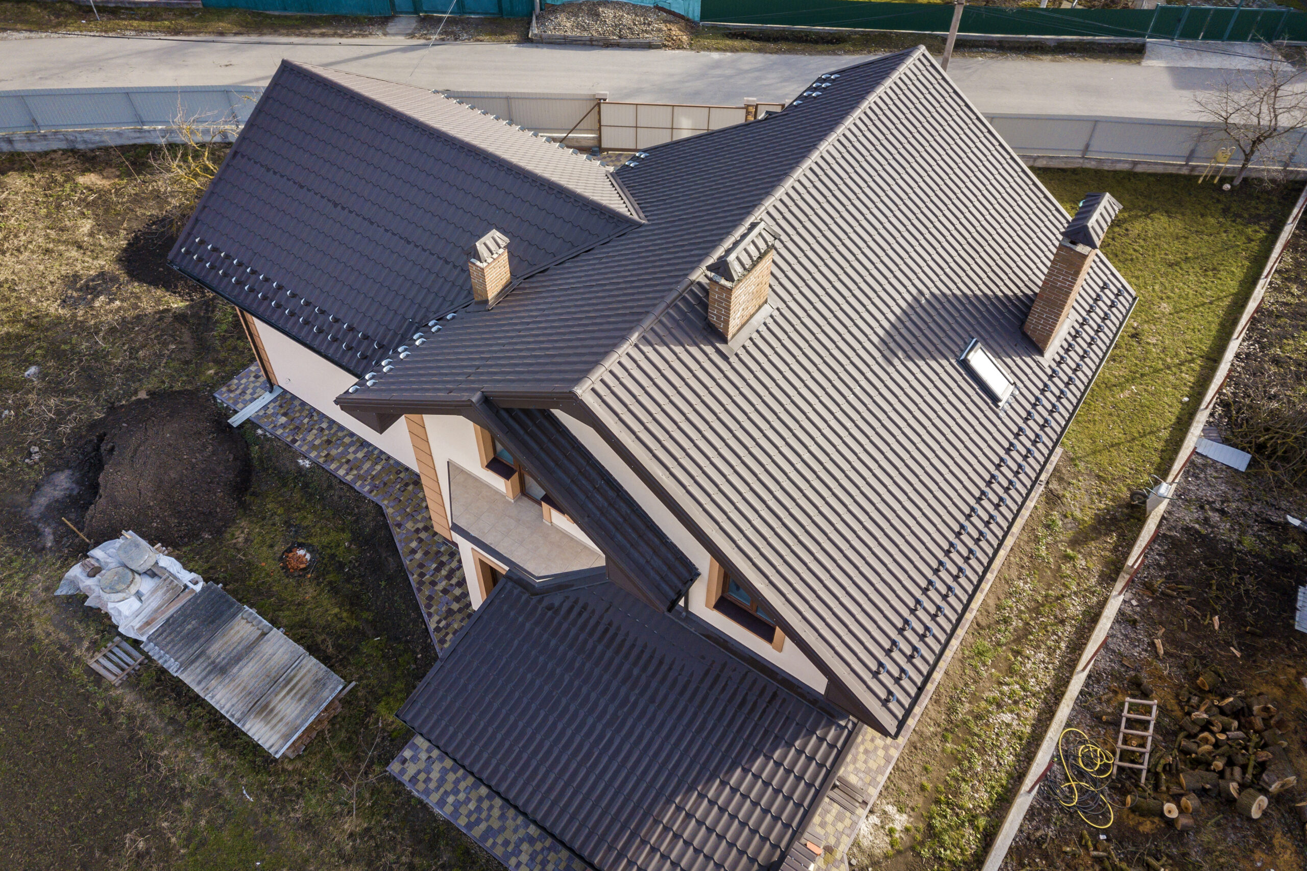 metal roof top view